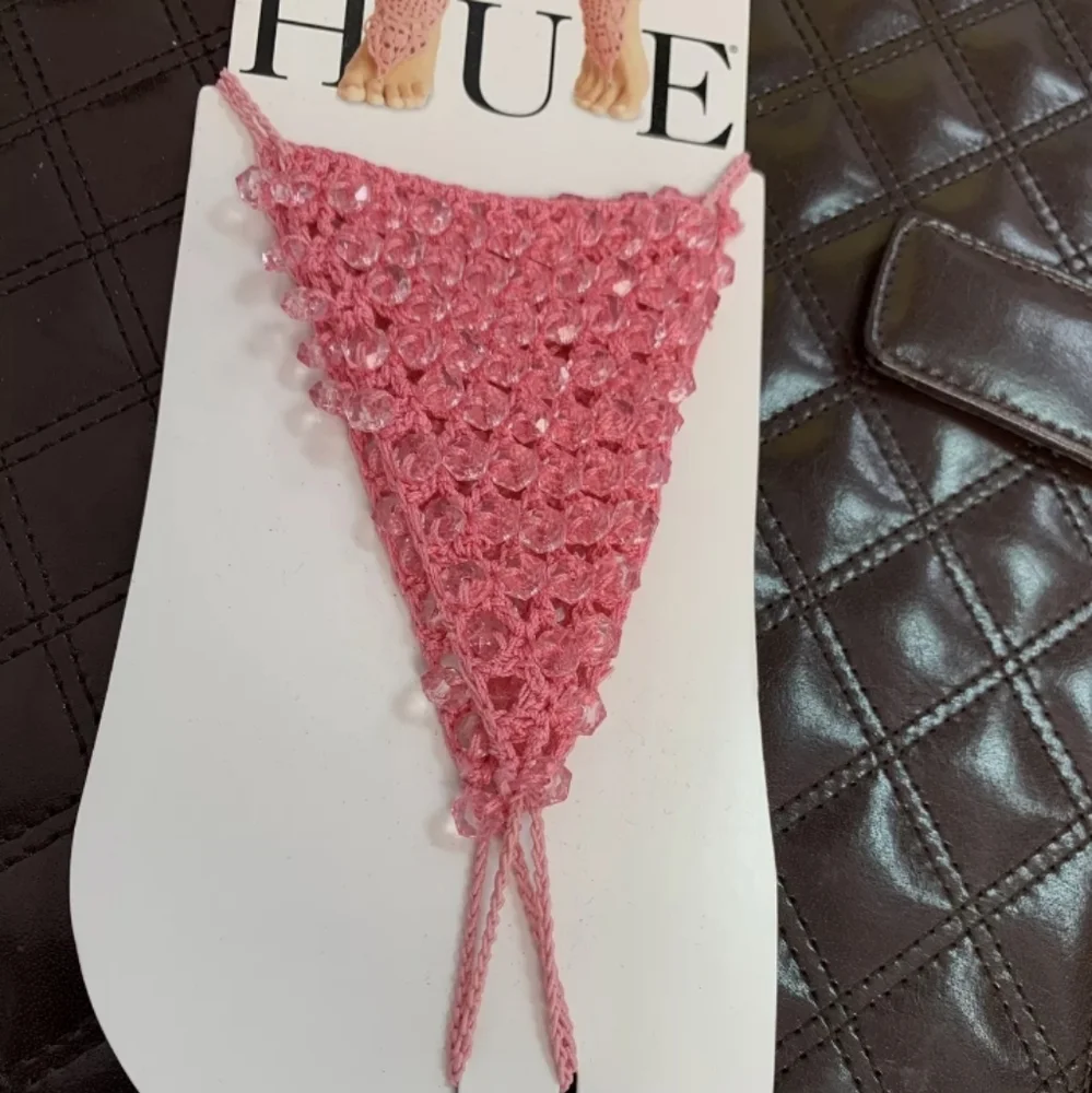 New Nordstrom hue Foot Thong Crochet w/ Pink Beads